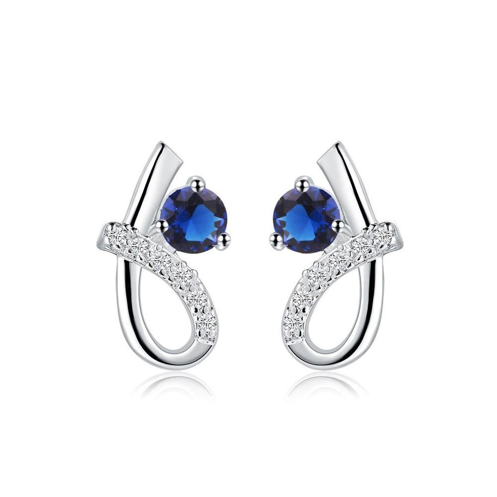 Fashion Simple Geometric Blue Cubic Zircon Stud Earrings - Glamorousky