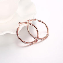 Load image into Gallery viewer, Fashion Simple Plated Rose Gold Geometric Round Cubic Zircon Earrings - Glamorousky