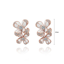 Load image into Gallery viewer, Elegant and Fashion Rose Plated Gold Double Flower Stud Earrings with Cubic Zircon - Glamorousky