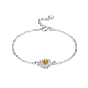 925 Sterling Silver Elegant Fashion Golden Flower Bracelet - Glamorousky