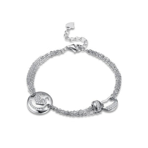 925 Sterling Silver Fashion Cute Piggy Bracelet with Cubic Zircon - Glamorousky