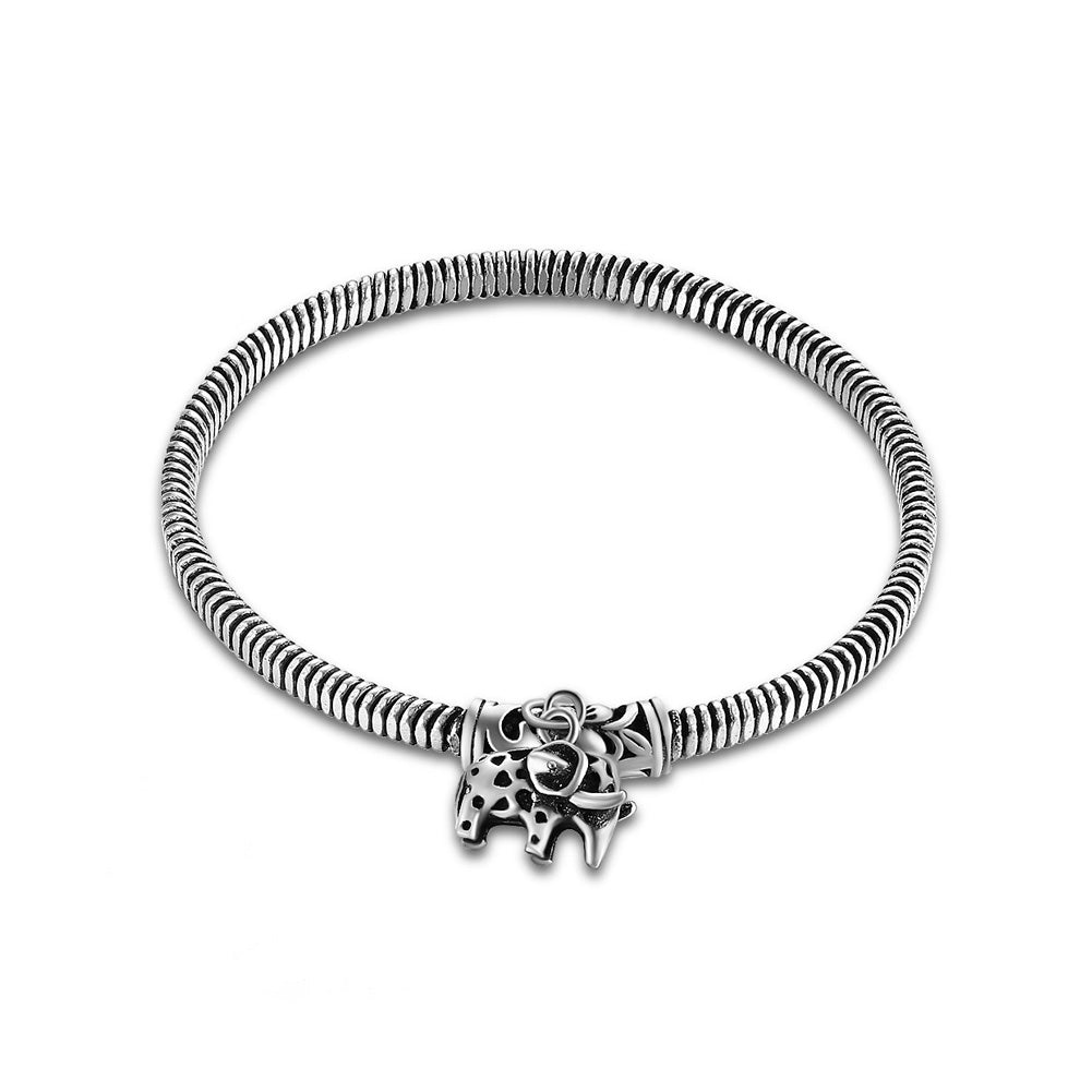 925 Sterling Silver Vintage Fashion Baby Elephant Bracelet