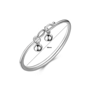 925 Sterling Silver Fashion Simple Geometric Bell Bangle - Glamorousky