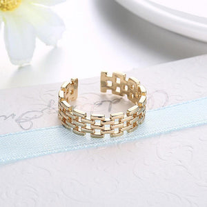 Fashion Simple Plated Gold Openwork Geometric Adjustable Opening Ring - Glamorousky