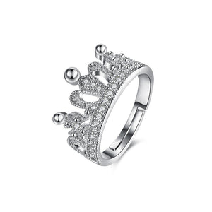 Noble and Bright Crown Cubic Zircon Adjustable Ring - Glamorousky