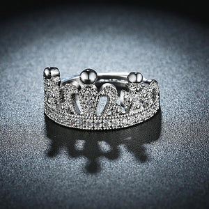 Noble and Bright Crown Cubic Zircon Adjustable Ring - Glamorousky