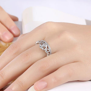 Fashion Elegant Heart-shaped Crown Cubic Zircon Adjustable Ring - Glamorousky