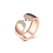 Load image into Gallery viewer, Fashion Simple Plated Rose Gold Geometric Cubic Zircon Adjustable Open Ring - Glamorousky