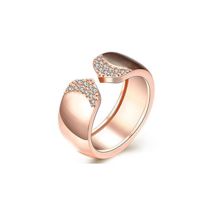 Fashion Simple Plated Rose Gold Geometric Cubic Zircon Adjustable Open Ring - Glamorousky