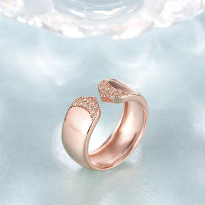 Fashion Simple Plated Rose Gold Geometric Cubic Zircon Adjustable Open Ring - Glamorousky