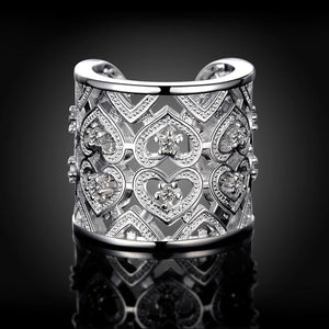 Fashion Sweet Heart Shaped Cubic Zircon Adjustable Open Ring - Glamorousky