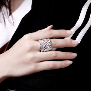 Fashion Sweet Heart Shaped Cubic Zircon Adjustable Open Ring - Glamorousky