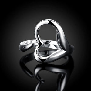 Simple Romantic Hollow Heart Adjustable Split Ring - Glamorousky