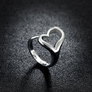 Simple Romantic Hollow Heart Adjustable Split Ring - Glamorousky