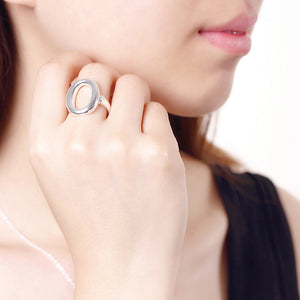 Fashion Simple Geometric Hollow Oval Adjustable Opening Ring