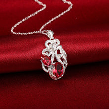 Load image into Gallery viewer, Fashion Elegant Geometric Pendant with Red Cubic Zircon and Necklace