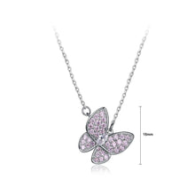 Load image into Gallery viewer, 925 Sterling Silver Fashion Elegant Butterfly Pendant with Pink Cubic Zircon and Necklace - Glamorousky