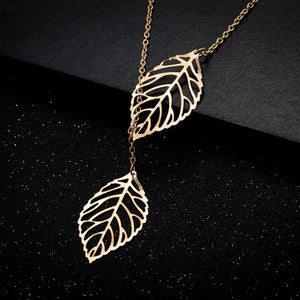 Simple Fashion Plated Gold Hollow Leaf Necklace - Glamorousky