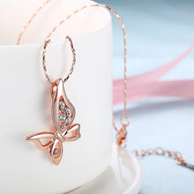 Load image into Gallery viewer, Fashion Elegant Plated Rose Gold Butterfly Pendant with Austrian Element Crystal and Necklace - Glamorousky