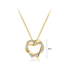 Load image into Gallery viewer, Simple and Romantic Plated Gold Double Heart Pendant with Austrian Element Crystal and Necklace - Glamorousky