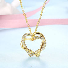 Load image into Gallery viewer, Simple and Romantic Plated Gold Double Heart Pendant with Austrian Element Crystal and Necklace - Glamorousky