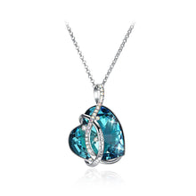 Load image into Gallery viewer, 925 Sterling Silver Fashion Romantic Heart Pendant with Blue Austrian Element Crystal and Long Necklace - Glamorousky