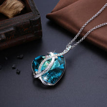 Load image into Gallery viewer, 925 Sterling Silver Fashion Romantic Heart Pendant with Blue Austrian Element Crystal and Long Necklace - Glamorousky