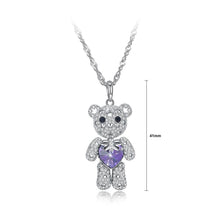 Load image into Gallery viewer, 925 Sterling Silver Fashion Cute Bear Pendant with Purple Austrian Element Crystal and Necklace - Glamorousky