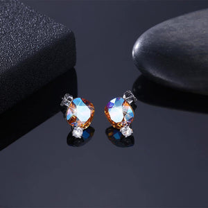 925 Sterling Silver Fashion Simple Geometric Square Stud Earrings with Austrian Element Crystal - Glamorousky
