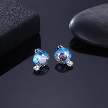Load image into Gallery viewer, 925 Sterling Silver Fashion Simple Geometric Square Stud Earrings with Blue Austrian Element Crystal - Glamorousky