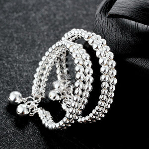 925 Sterling Silver Fashion Simple Geometric Round Bead Bracelet - Glamorousky