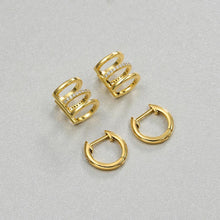 Load image into Gallery viewer, Fashion Personality Plated Gold Geometric Cubic Zircon Two-piece Earrings - Glamorousky