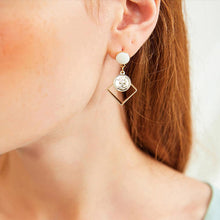 Load image into Gallery viewer, Fashion Simple Plated Gold Geometric Diamond White Earrings - Glamorousky
