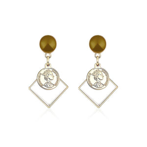 Fashion Individual Plated Gold Geometric Diamond Brown Earrings - Glamorousky