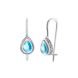 925 Sterling Silver Fashion Elegant Water Drop Shaped Earrings with Blue Cubic Zircon - Glamorousky