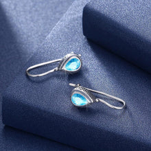 Load image into Gallery viewer, 925 Sterling Silver Fashion Elegant Water Drop Shaped Earrings with Blue Cubic Zircon - Glamorousky
