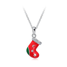 Load image into Gallery viewer, Elegant Christmas Socks Pendant with Cubic Zircon and Necklace - Glamorousky