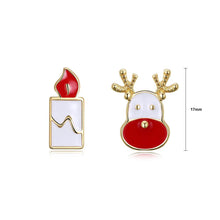 Load image into Gallery viewer, Fashion Romantic Plated Gold Christmas Candle Elk Stud Earrings - Glamorousky