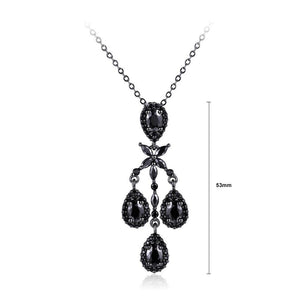 Fashion Vintage Geometric Pendant with Black Cubic Zircon and Necklace - Glamorousky