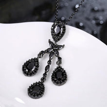 Load image into Gallery viewer, Fashion Vintage Geometric Pendant with Black Cubic Zircon and Necklace - Glamorousky