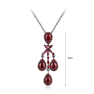 Vintage Fashion Geometric Pendant with Red Cubic Zircon and Necklace - Glamorousky