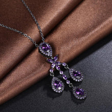 Load image into Gallery viewer, 925 Sterling Silver Fashion Vintage Geometric Pendant with Purple Cubic Zircon and Necklace - Glamorousky