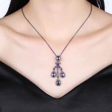 Load image into Gallery viewer, 925 Sterling Silver Fashion Vintage Geometric Pendant with Purple Cubic Zircon and Necklace - Glamorousky