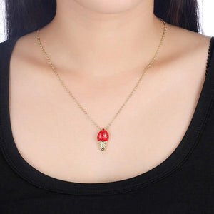 Fashion Cute Plated Gold Red Ice Cream Pendant with Austrian Element Crystal and Necklace - Glamorousky