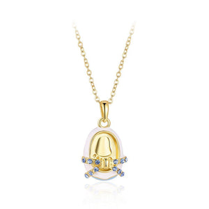 Fashion and Beautiful Plated Gold Shoe Pendant with Blue Cubic Zircon and Necklace - Glamorousky