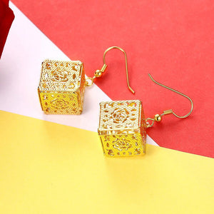 Fashion Elegant Plated Gold Pierced Geometric Square Earrings - Glamorousky
