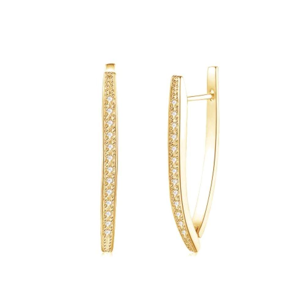 Fashion Simple Plated Gold Geometric Single Row Cubic Zircon Stud Earrings - Glamorousky