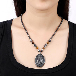 Fashion Elegant Geometric Virgin Oval Pendant with Necklace - Glamorousky