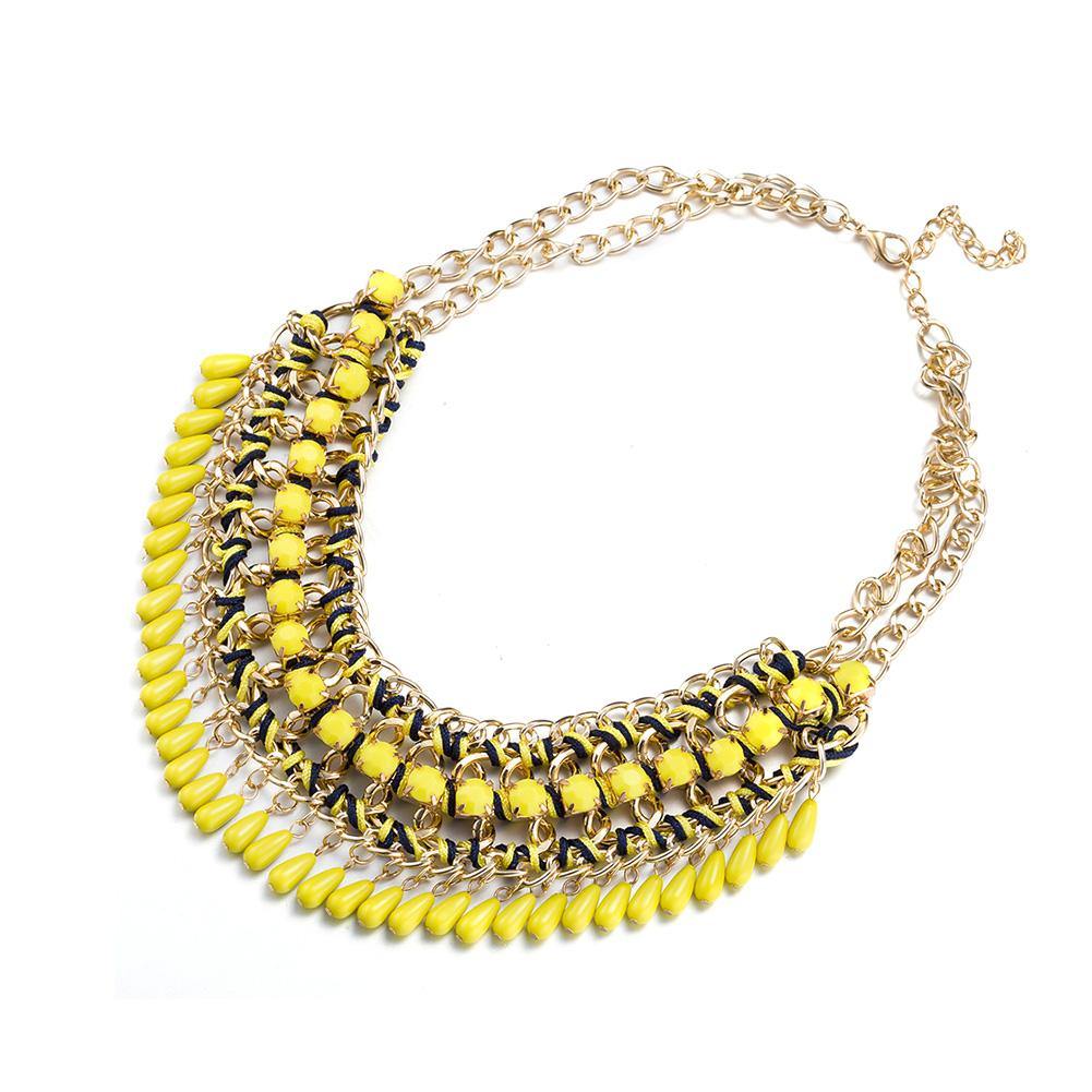 Fashion Elegant Plated Gold Geometric Tassel Yellow Necklace - Glamorousky