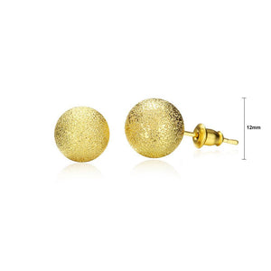 Fashion Simple Plated Gold 12mm Frosted Round Bead Stud Earrings - Glamorousky